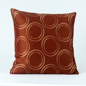 Gold circles pillow cover, rust and gold pillow cover,  designer pillow cover, decorative pillow cover
