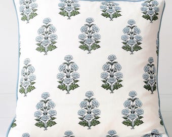 Thibaut Audrey  Pillow Cover in blue, floral  Designer Pillow