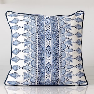 Thibaut  Akola Stripe pillow cover in  blue and white,   high end pillow cover, blue accent pillow, tribal  throw pillow cover