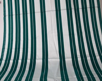 Vintage striped green and white silk fabric 5+ yards