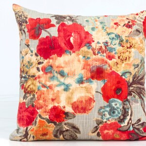 Floral pillow cover, HGTV home decor fabric, floral accent pillow, aqua throw pillow, floral decorative pillow cover
