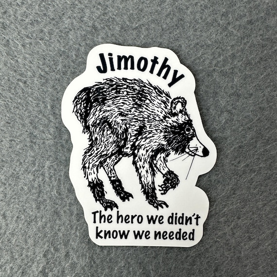 Jimothy Raccoon Vinyl Sticker: Hand Drawn Pen and Ink Trash Panda (Waterproof)