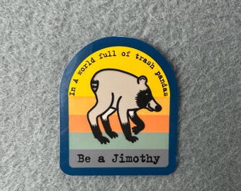 Jimothy Raccoon Sticker : Hand Drawn Pen Ink Trash Panda (Waterproof) Vinyl Water Bottle Laptop Decal
