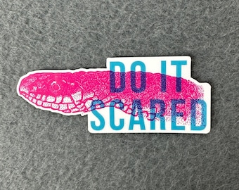 Snake Sticker Do It Scared Inspirational Vinyl Waterproof Hand Drawn Blue Pink