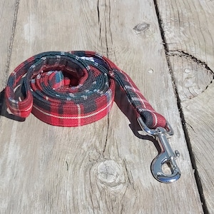 New Brunswick Tartan Dog Leash, Christmas Red and Green Plaid Dog Leash for Dog Walker Gift
