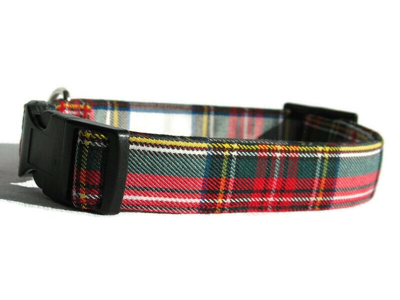 Dress Stewart Tartan Dog Collar Red White Plaid Dog Collar Etsy Canada