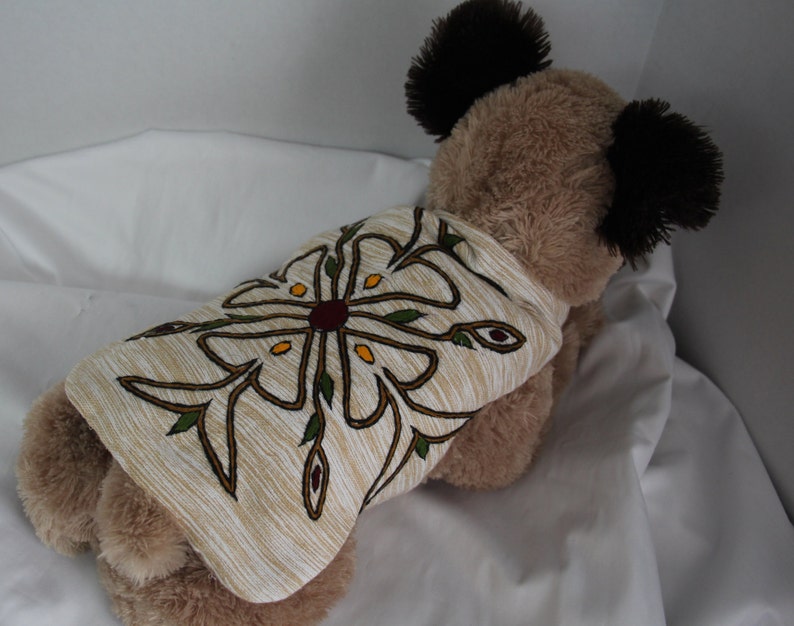 Embroidered Dog Coat Small Dog or Cat Coat Brown Cat Coat Brown Dog Coat Pet Coats