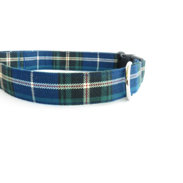 Blue Nova Scotia Tartan Dog Collar, Dog Collar for Nova Scotia Wedding, Blue Plaid Pet Collar Made in Canada, Blue Plaid Dog Collar Gift