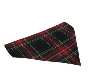 Black Stewart Tartan Dog Kerchief, Black Stewart Dog Gift Bandana, Black Plaid Pet Bandana for Christmas Photos FREE Shipping, Black Stewart