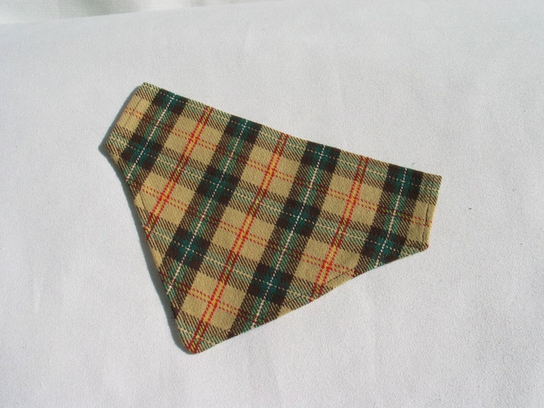 Tartan Dog Bow Tie To Slide on Collar, Saskatchewan Tartan Doggie Bow Tie, Yellow Plaid Pet Accessory, Matching Bow Tie for Dog and Dog Dad image 6