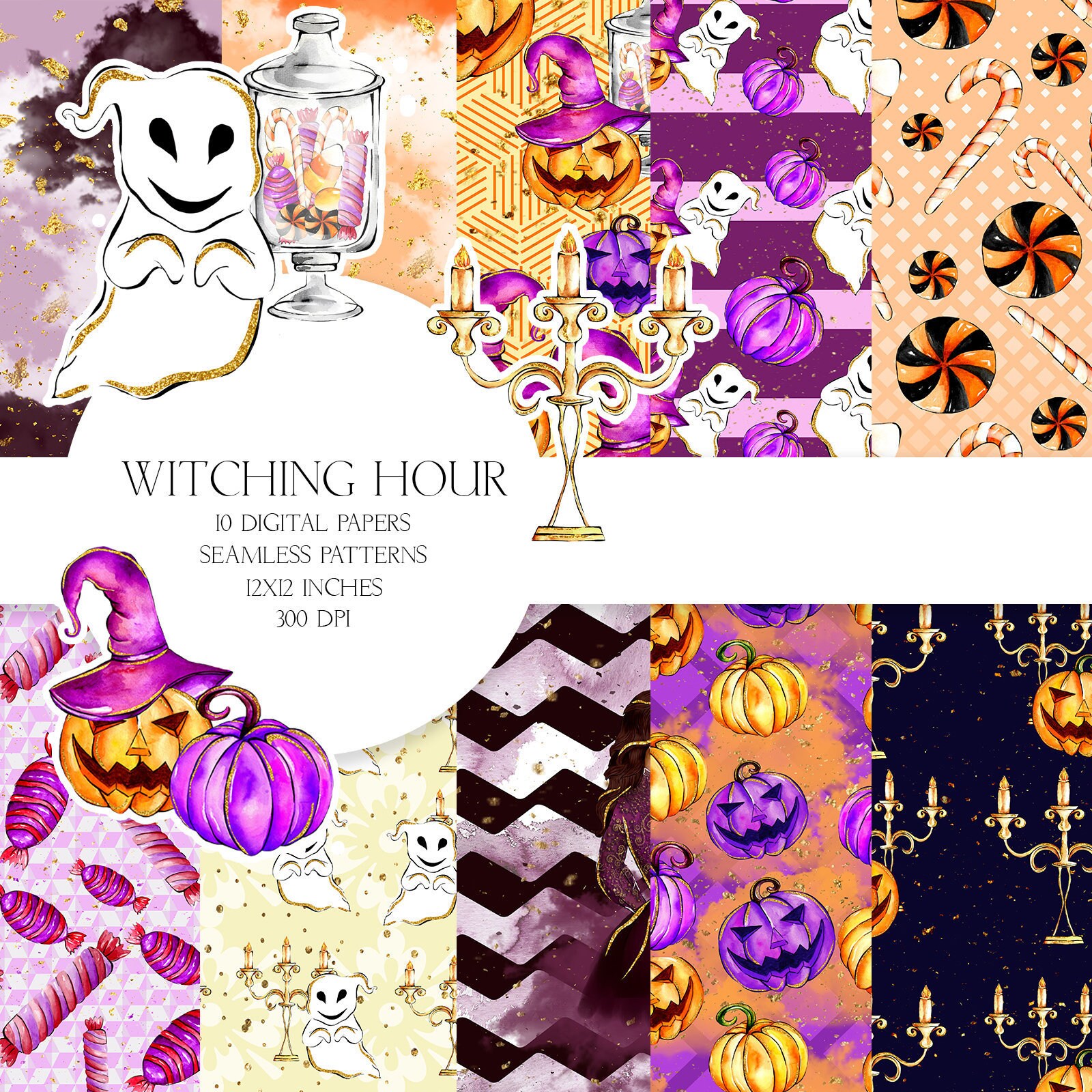 Halloween Digital Papers Halloween Patterns Pumpkin Etsy