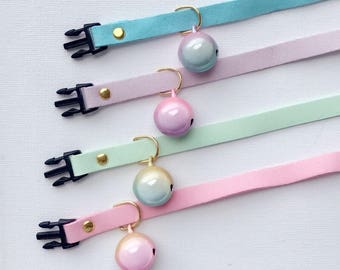 Belle couleur dégradée duo-couleur perle réfléchissante couleur cloche collier pour animal de compagnie pastel fait à la main / effet dégradé / joli cadeau de saint valentin