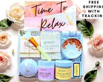 Spa Gift Set, Gift for Her, Spa Gift for Women, Relaxation Gift, Care Package, Spa Gift Basket, Time to Relax Spa Gift Box, Self Care In Box