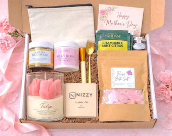 Mother's Day Spa Gift Box – Self Care Relaxation Set with Candle, Bath Salts