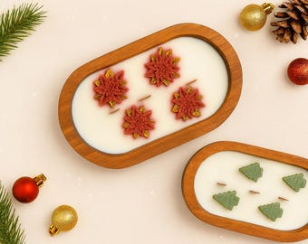 Christmas Spa Gift Basket: Soy Candle, Honey, Tea, and Soap, Wooden Bowl Candle
