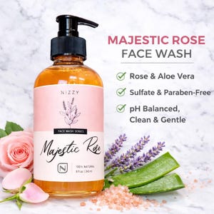 Nettoyant visage à la rose | Nettoyant naturel végétalien pour le visage | Nettoyant doux au pH équilibré pour peau sensible image 3