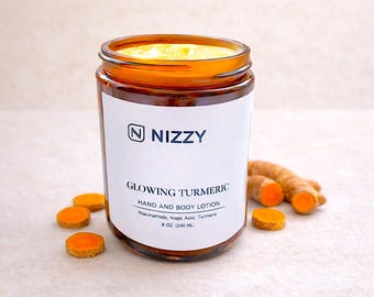 Turmeric Niacinamide Body Lotion - Brightening Kojic Acid Vegan Moisturizer, Glowing Hydrated Skin