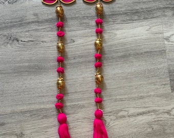 Set of 5 Decorative Hanging, Festival Home Decoration, Lotus and Pompom, Diwali Decoration, Navratri, Party, Decoration, Ships from US