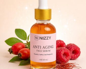 Saffron Rosehip Face Serum - Natural Vegan Nourishing Oil for Hydrated Supple Skin, Calming Moisturizer