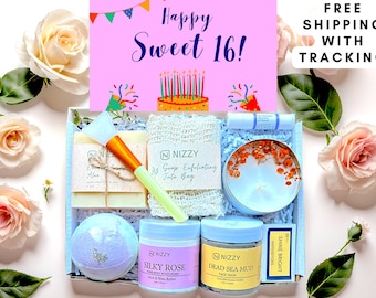 16th Birthday Gift Box for Girl – Teen Spa Gift Set, Sweet 16 Present, Self Care Box, Relaxation Kit, Birthday Gift for Teen Girl