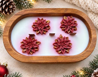 Wooden Bowl Christmas Candle, Corporate Holiday Gifts, Present for Friends, Family, Clients, Soy Wax