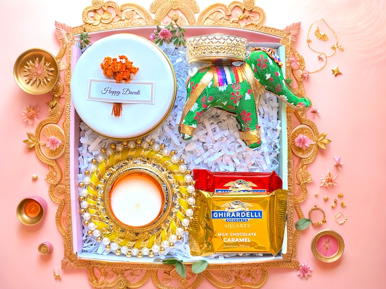 DIWALI GIFT BOX, Diwali Wedding Favors, Corporate Gift Set, Diwali Lantern, Candle, Diwali Gift Hamper , Meaningful Diwali Gift Set image 1