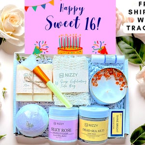 16th Birthday Gift Box for Girls – Sweet 16 Spa Set – Teen Girl Birthday Present – Self-Care Package – Personalized Gift Basket