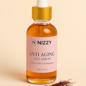 Natural Saffron Face Oil – Brightening and Hydrating Serum with Rosehip,  Anti-Aging Skincare, Vegan, Handmade, Natural Face Serum