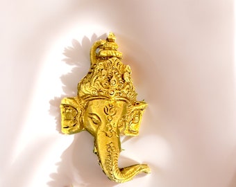 Brass Ganesha Head Small, Ganesha Indian Religious Item, Ganpati Idol, Tiny Lord Ganesha Head, Ships from US