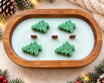 Christmas Tree Dough Bowl Candle – Cedarwood Scent, Holiday Home Decor