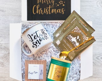 Christmas Coffee Gift Box, Gift for Coffee Lovers, Christmas Candle Gift, Christmas Gift for Employees, Holiday Gift Box, Gift for Mom,