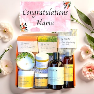 Caixa de presente de spa para novas mães, kit de spa pós-parto, kit de autocuidado, pacote de cuidados pós-parto, presentes de relaxamento para ela, presente de chá de bebê