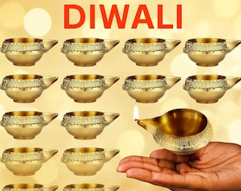 Handcrafted Brass Diya Lamp – Traditional Indian Oil Lamp for Diwali Décor, Puja, Meditation & Gifting | Golden Brass Candle Holder