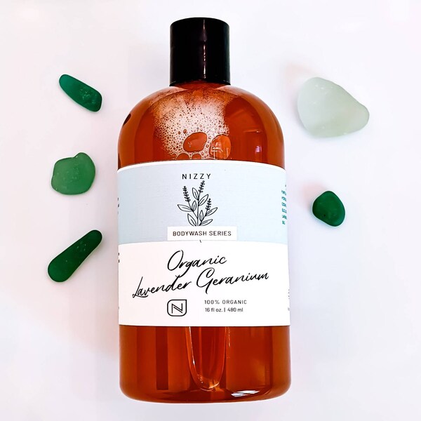 Natural Organic Body Wash, Lavender Geranium Sulfate Paraben Free Wash