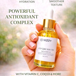 Vitamin C Face Serum with CoQ10 & Squalane – Lightweight Antioxidant Facial Oil, Vegan Glow Serum image 4