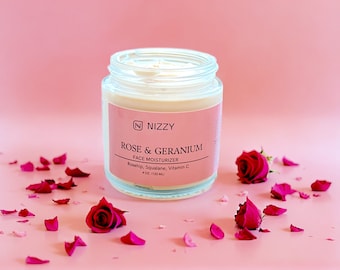 Natürliche Rosen-Gesichtscreme, Gesichtsfeuchtigkeitscreme, natürliche Gesichtslotion, Creme für trockene Haut, natürliche Hautpflege, Hautcreme, feuchtigkeitsspendende Gesichtscreme