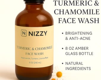 Turmeric Face Wash, Natural Face Wash, Brightening Cleanser with Aloe, Gentle Face Cleanser, Acne, Niacinamide Cleanser, Natural Skincare