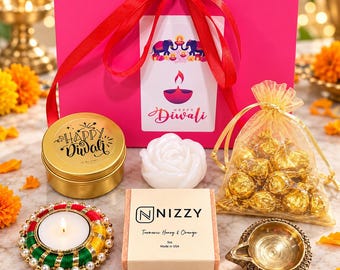 Diwali Gifts for Guests, Handmade Candle and Diya Set, Festive Hamper for Family and Friends
