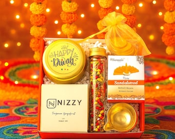 Diwali Gift Box: Candle, Almonds & Tealight - Indian Festival Hamper