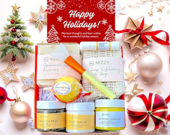 Cozy Hygee Winter Gift Box for Women, Spa Gift Basket, Holiday Candles