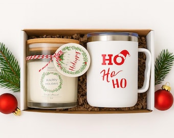 Christmas Gift Box for Him – Cozy Holiday Candle Care Package,  Eco-Friendly Gifts for Friends, Coworkers