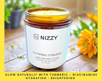 Turmeric Niacinamide Body Lotion, Brightening Natural Moisturizer, Hydrating Collagen Booster, Vegan Skincare Gift, Glowing Skin Moisturizer