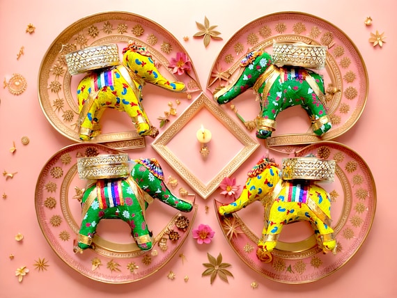 Elephant Tealight Holder: Diwali Decoration, Wedding Decor, Ships from US