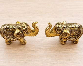 Handcrafted Brass Elephant Set: Indian Home Decor, Diwali Gifts