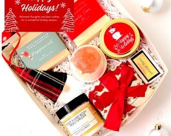 Employee Christmas Spa Gift Box, Holiday Card & Ornament