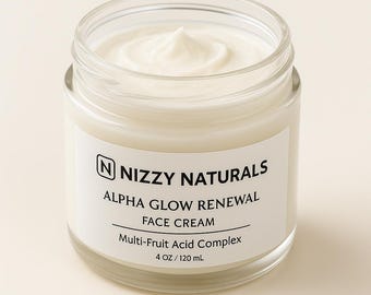 AHA Cream – Gentle Exfoliating Face Moisturizer, Natural Fruit Acid Cream, Smooth Radiant Skin, Non-Scrub Daily Skincare, Vegan