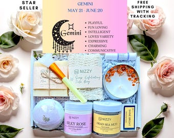 Zodiac Star Sign Spa Gift Box – Personalized Astrology Birthday Gift for Her, Horoscope Self-Care Set, Vegan Spa Kit, Gift for Women