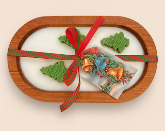 Christmas Wooden Bowl Soy Candle – Farmhouse Candle, Christmas Gift