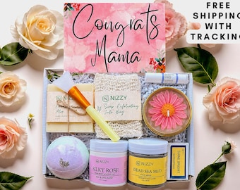 New Mom Spa Gift Box – Postpartum Self Care Gift Set, Natural Skincare, Baby Shower Gift Basket