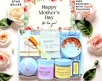 Mother’s Day Gift Box for Mom – Spa Gift Set with Candle, Self Care Package for Her, Gift for Mother from Daughter, Gift for Wife, Grandma